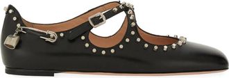 Bally Zwarte leren ballerinaflats met studs - Dames - Ballerinas - Zwart - 37 EU - Schoenen