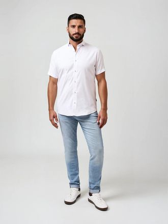 Stone Rose Tencel Stretch Solid SS Button-Up Shirt in White at Nordstrom, Size Xx-Large