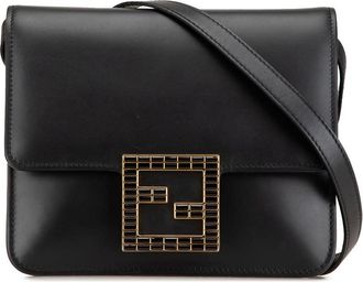 Fendi Pre-owned Fendi Leather Crystal Fab Crossbody Ladies 8BT326