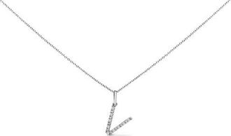 House of Brilliance Sterling Silver Diamond Accent A-Z Initial Pendant Necklace in Sterling Silver |V at Nordstrom