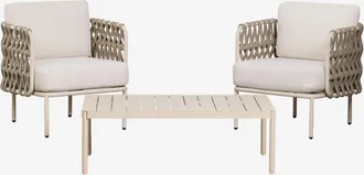 Sklum Conjunto De Jard&iacute;n Con 2 Sillones En Cuerda Trenzada Tevary Y Mesa De Centro En Aluminio Boleni Sklum