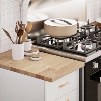 vidaXL Encimera De Cocina Rectangular Madera Maciza Roble Vidaxl