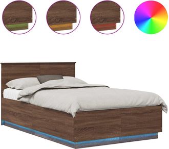 vidaXL Estructura De Cama Con Tiras Led Roble Marr&oacute;n 120 X 190 Cm Vidaxl