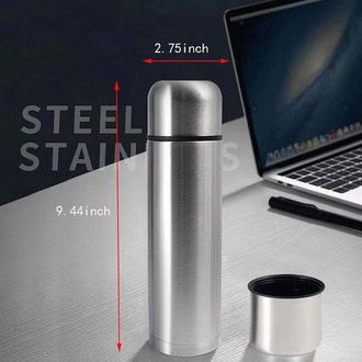 No Brand Taza T&eacute;rmica, Botella T&eacute;rmica, Acero Inoxidable, Bebidas Fr&iacute;as Y Calientes, Taza De Viaje, Botella De Agua, Aislamiento Al Vac&iacute;o, 500 Ml, Plata, Para 
