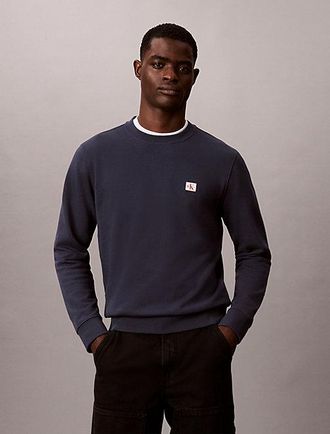 Calvin Klein Sudadera De Felpa De Algod&oacute;n Con Insignia