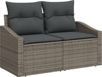 vidaXL Garden Sofa Set with Cushion 8 pcs Grey Poly rattan Vidaxl