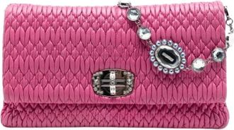 Miu Miu Pre-owned Gathered Nappa Satchel - Dames - Vintage Clutch - Roze - ONE Size - Leer - Vintage