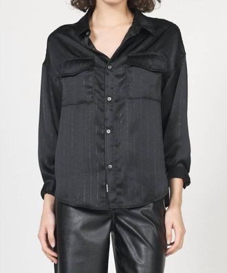 Dear John Denim Adrianna Stripe Button Down Shirt In Black