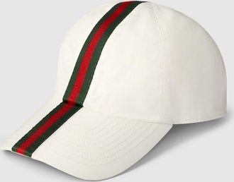 Gucci Cotton Baseball Hat With Web, Size XXS, Green