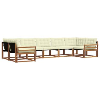 vidaXL Conjunto De Sof&aacute;s De Exterior Con Coj&iacute;n 7 Pcs Natural Y Crema Vidaxl