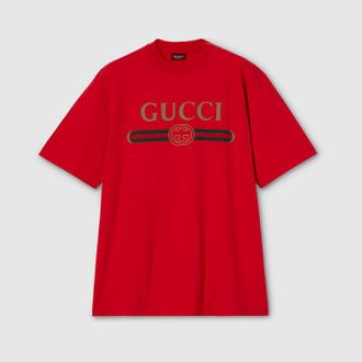 Gucci Silk Blend Jersey T-shirt With Print, Size XXXL, Red, Ready-to-wear