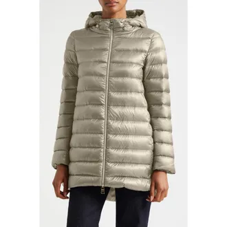 Herno Shiny Nylon Hooded Down Puffer Jacket in Chantilly at Nordstrom, Size 48