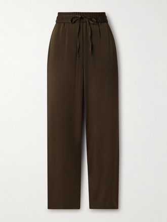 Isabel Marant Pantaloni A Gamba Dritta In Crêpe Satin Kendry - Marrone