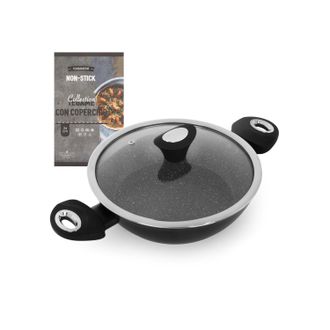 KASANOVA Tegame antiaderente 24 cm Collection nera con coperchio