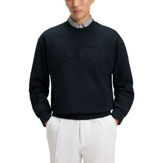 BOSS Soleri Logo Cotton Graphic Sweatshirt in Black at Nordstrom Rack, Size Medium
