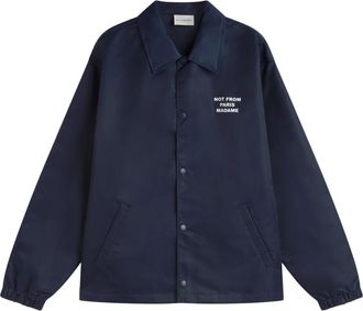 Dr&ocirc;le de Monsieur Waterafstotende nylonjas met slogan - Heren - Zomerjassen - Blauw - M - Nylon - Jassen