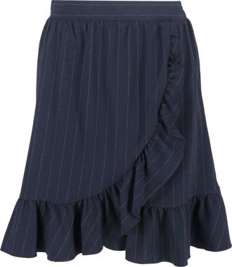 Ganni Ganni Striped Ruffled Mini Skirt in Navy Blue Polyester