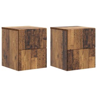 vidaXL Mesita De Noche De Pared Con Caj&oacute;n 2 Pcs Madera Envejecida Vidaxl