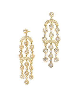 Genevive 14K Over Silver Cz Statement Earrings