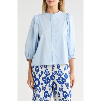 Elie Tahari Puff Sleeve Button-Up Top in Light Blue at Nordstrom Rack, Size Medium