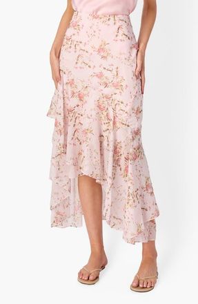 Cami NYC Yazmeena Asymmetric Ruffle Chiffon Skirt in Painted Petals at Nordstrom, Size X-Small