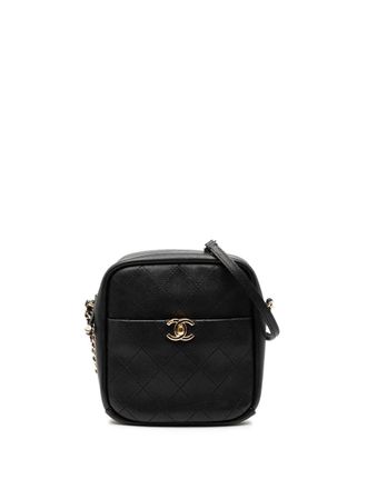 Chanel 2018-2019 Stitched Goatskin Casual Trip North South Camera Case crossbody bag - Zwart