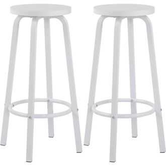 Woltu Woltu - 2x Taburete De Bar Muebles Cocina Silla De Comedor Taburete Alto Para Salon Cocina Estructura De Metal Asiento De Mdf Roble Claro