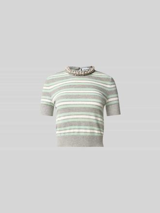 Self Portrait T-Shirt mit Strasssteinbesatz in Mittelgrau, Gr&ouml;&szlig;e L