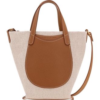 Longchamp Extra Small Le Foulonne Toile Cotton Canvas & Leather Tote in Caramel at Nordstrom