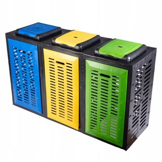 OEM Contenedor Modular De Malla Abierta Para Bolsas De Clasificaci&oacute;n De Residuos - Triple