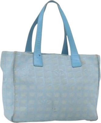 Chanel Pre-owned Tote Bags, female, Blue, Size: ONE SIZE Pre-owned Nylon Tote Bag