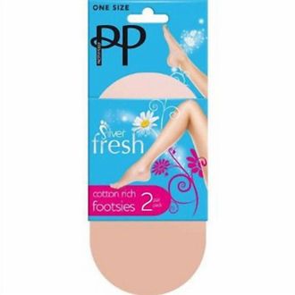 Pretty Polly Silver Fresh Cotton Footsies 2-Pair Pack In Natural