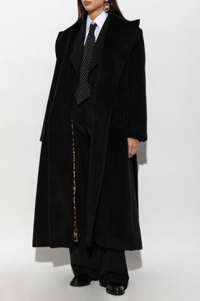 Dolce & Gabbana Belted Wool Coat, Womens, Black
