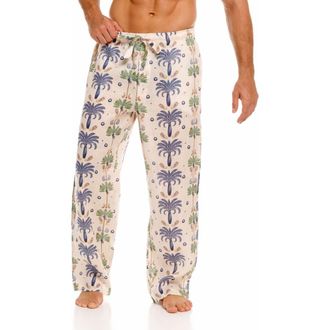The Lazy Poet Ben Riviera Palms Ecru Linen Pajama Pants in White at Nordstrom, Size Xx-Large