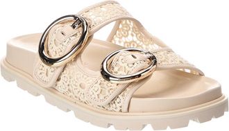 Stuart Weitzman Benni Crochet & Leather Sport Slide