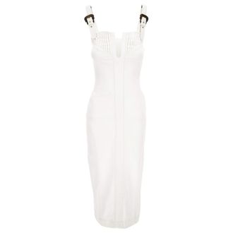 Versace Jeans Couture Witte Jurken - Dames - Casual kleedjes - Wit - XS - Katoen - Kleedjes