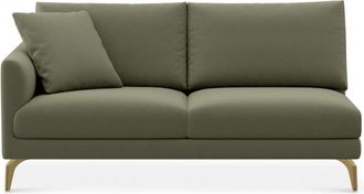 Castlery Lena Left Arm 2 Seater Sofa Customized, (Performance Fleece) Moss (Brass Legs), Spill Resistant, Removable Covers for Castlery