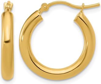 Diamond2Deal 10K Yellow Gold Round Shape Hinged Hoop Earrings
