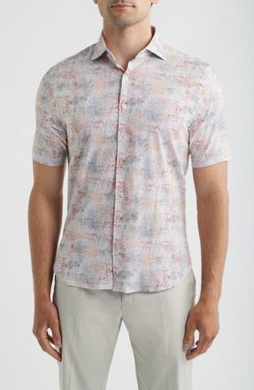 Johnnie-O Guffey Short Sleeve Button-Up Shirt in Khaki at Nordstrom, Size Medium
