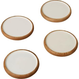 Be Home Madras Curva Round Coasters - Set of 4 in Natural at Nordstrom