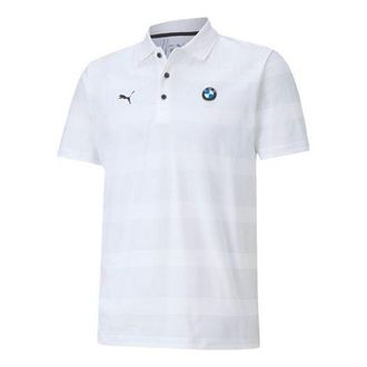 Puma x BMW Motorsport Striped Short Sleeve Polo Shirt White Black 598005-02