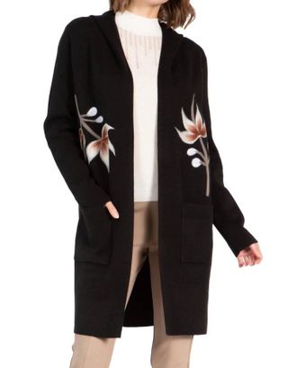 Vertigo Paris Hooded Collar Cardigan Sweater In Black