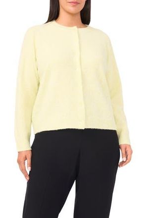 Halogen Fuzzy Crewneck Cardigan in White Jade at Nordstrom Rack, Size 3X