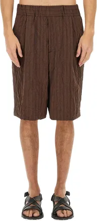 Dries Van Noten Pleated Polyester Shorts - Brown