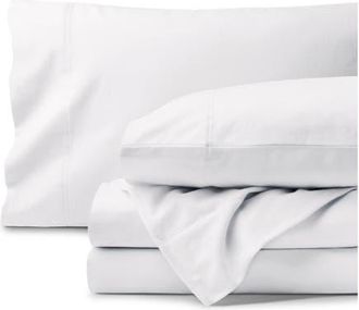 Bare Home 100% Organic Cotton Flannel Sheet Set - Full XL in White at Nordstrom