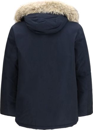 Woolrich Mens Arctic Ramar Cloth Parka With Removable Fur Melton Blue Cotton; Polyamide Down Jackets Coat