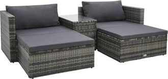vidaXL Set De Muebles De Jard&iacute;n 5 Pzas Y Cojines Rat&aacute;n Sint&eacute;tico Gris Vidaxl
