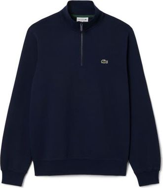 Lacoste Cotton Fleece Half Zip Pullover in Navy Blue at Nordstrom, Size 8