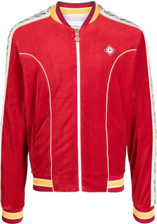 Casablanca velour tracksuit jacket - men - Polyamide/Cotton/Modal/Polyester - S - Red