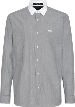 Philipp Plein Sugar Daddy Skull&Bones Shirt - Heren - Casual Overhemden - Zwart - S - Katoen - Overhemden